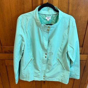 Crown & Ivy Sea-foam Green Utility Jacket with Gold Accents